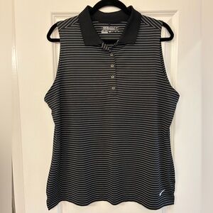 NIKE Striped Golf Tour Performance Dri Fit Sleeveless Polo Black 585881 Size XL
